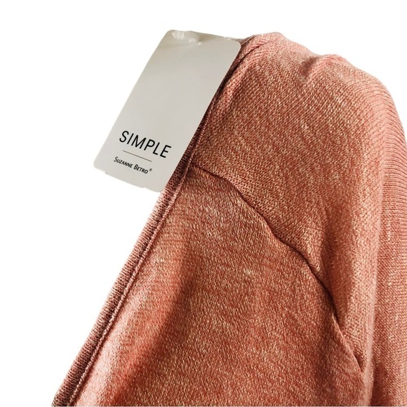 NEW Simple Suzanne Betro Knit Top Women XL Pink White Faux Wrap Front - Picture 2 of 10